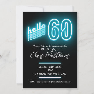 Blue 60. Geburtstagsparty Einladung