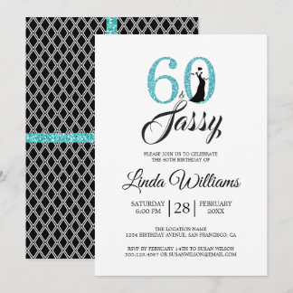 Blue 60 und Sassy | 60. Geburtstagsparty Einladung