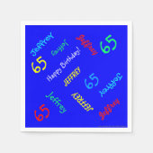 Blue 65. Geburtstagspartei - mehrfache Namenspapie Serviette (Vorderseite)