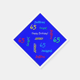 Blue 65. Geburtstagspartei - mehrfache Namenspapie Serviette