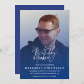 Blue 69. Geburtstagseinladung Geburtstagsparty Fot Einladung (Vorne/Hinten)