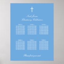 Blue 6 Table Christening Seekarte Poster