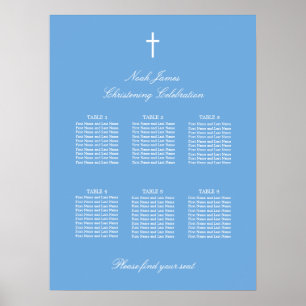 Blue 6 Table Christening Seekarte Poster