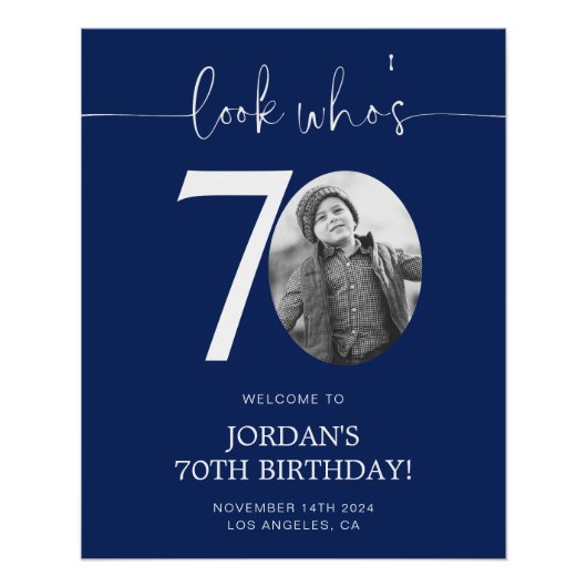 Blue 70. Geburtstag Begrüßungszeichen | Schau mal, Poster (Vorderseite)