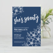 Blue 70. Geburtstagsparty Einladung (Stehend Vorderseite)