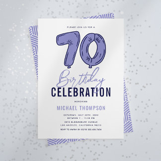 Blue 70. Geburtstagsparty Einladung