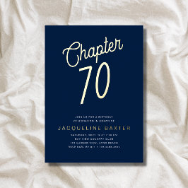 Blue 70 th Birthday Gold Script Kapitel 70 Party Folieneinladung
