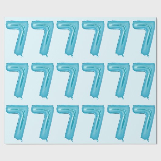 Blue 7 Balloon Wrapping Paper Geschenkpapier (Flach)
