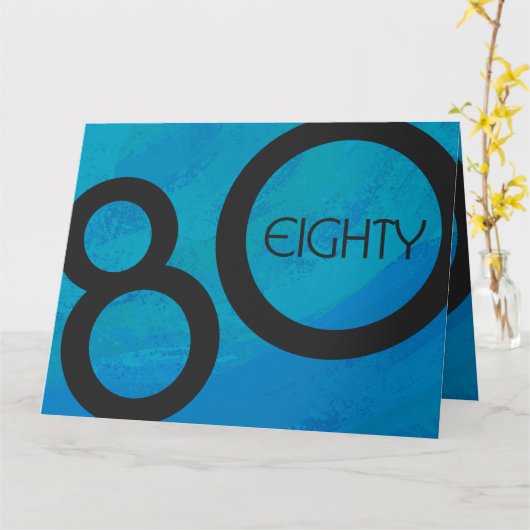 Blue 80 Decade Geburtstag Karte (Gelbe Blume)