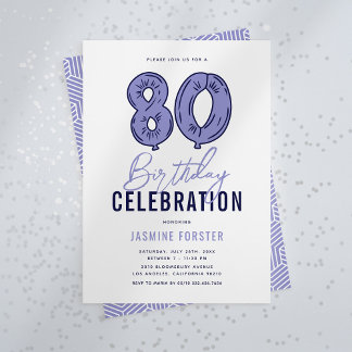 Blue 80. Geburtstagsparty Einladung