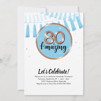 Blue 80 & Phantastisch 80. Geburtstagsparty Einlad Einladung