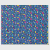 Blue 80er Memphis Pattern Geschenkpapier (Flach)