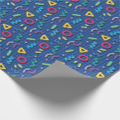 Blue 80er Memphis Pattern Geschenkpapier (Ecke)