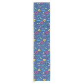 Blue 80er Memphis Pattern Kurzer Tischläufer (Vorderseite)