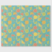 Blue 80's Citrus Fruit Slices Geschenkpapier (Flach)