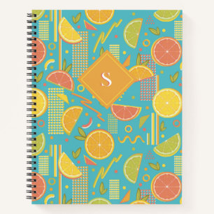 Blue 80's Citrus Fruit Slices Notizblock