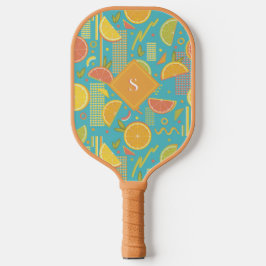 Blue 80's Citrus Fruit Slices Pickleball Schläger