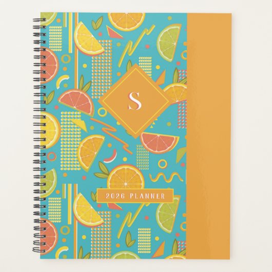 Blue 80's Citrus Fruit Slices Planer (Vorderseite)