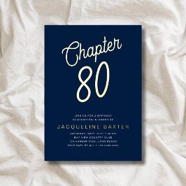 Blue 80th Birthday Gold Script Kapitel 80 Party Folieneinladung
