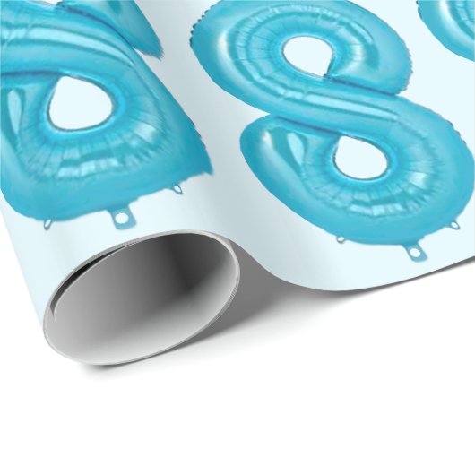 Blue 8 Balloon Wrapping Paper Geschenkpapier (Rolleneckpunkt)