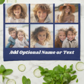 Blue 9 Foto Square Collage - mit Script white Geschirrtuch (Gefaltet)