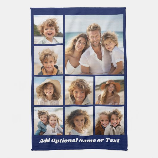 Blue 9 Foto Square Collage - mit Script white Geschirrtuch (Vertikal)