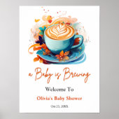 Blue A Baby Brewing Baby Dusche Willkommen Poster (Vorne)