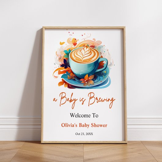 Blue A Baby Brewing Baby Dusche Willkommen Poster