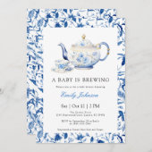BLUE A Baby Brewing Baby Shower Einladung (Vorne/Hinten)