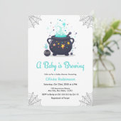 Blue A Baby brütet Halloween Baby Dusche Einladung (Stehend Vorderseite)