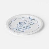 Blue A Baby Is Brewing Coffee Thank You Pappteller (Schrägansicht)