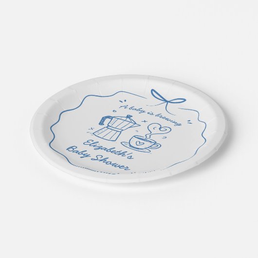 Blue A Baby Is Brewing Coffee Thank You Pappteller (Schrägansicht)