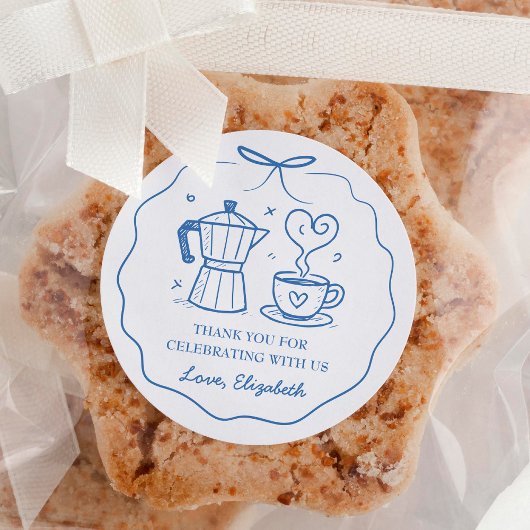 Blue A Baby Is Brewing Coffee Thank You Runder Aufkleber