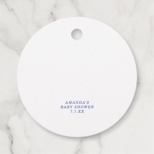 Blue a Bow Baby Dusche Pop! Geschenkanhänger (Rückseite)