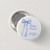 Blue a Bow Es ist eine Boy Baby Dusche Button (Vorne & Hinten)