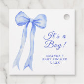 Blue a Bow Es ist eine Boy Baby Dusche Geschenkanhänger (Rückseite)