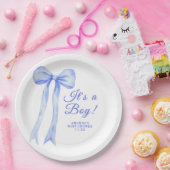 Blue a Bow Es ist eine Boy Baby Dusche Pappteller (Party)