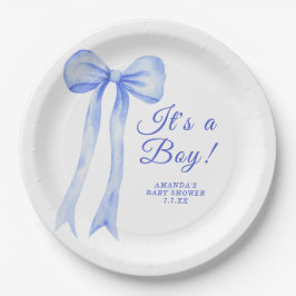 Blue a Bow Es ist eine Boy Baby Dusche Pappteller