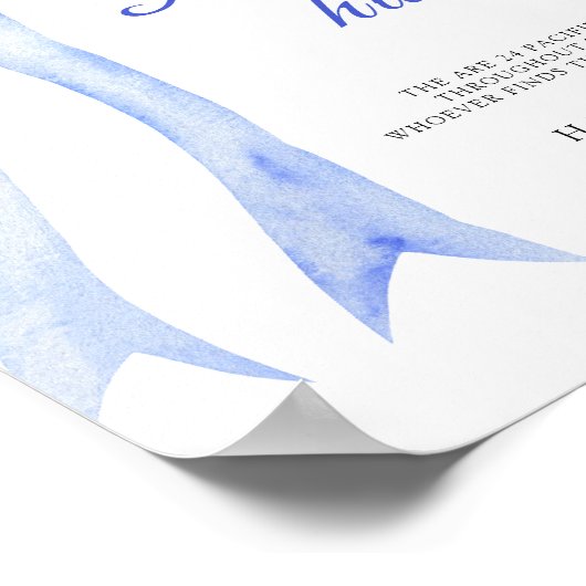 Blue a bow - Schnuller Jagd Baby Duschgame Poster (Ecke)