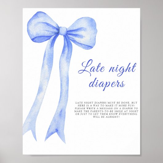 Blue a bow - Spate night diaper game Poster (Vorne)