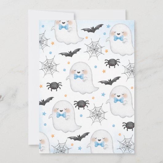 Blue A Little Boo Baby Dusche Einladung (Rückseite)