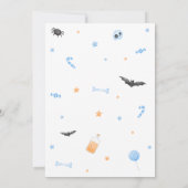 Blue A Little Boo Halloween Baby Dusche Einladung (Rückseite)