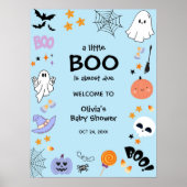 Blue A Little Boo Halloween Baby Dusche Empfang Poster (Vorne)