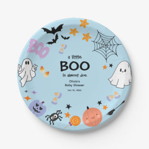 Blue A Little Boo Niedlich Ghost Halloween Kinderd Pappteller