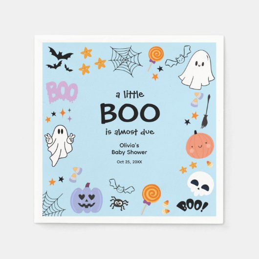 Blue A Little Boo Niedlich Ghost Halloween Kinderd Serviette (Vorderseite)