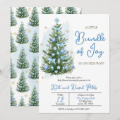 Blue A Little Bundle Joy Christmas Baby Shower Einladung (Vorne/Hinten)