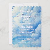 Blue A Little Piece of Heaven Sent Baby Shower Inv Einladung (Vorderseite)