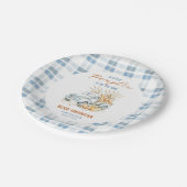 Blue A Little Pumpkin Truck Boy Baby Shower Pappteller (Schrägansicht)