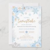 Blue A Little Snowflake Baby Dusche Einladung (Vorderseite)
