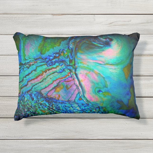 Blue Abalone Shell Accent Throw Pillow Kissen Für Draußen (Vorderseite)